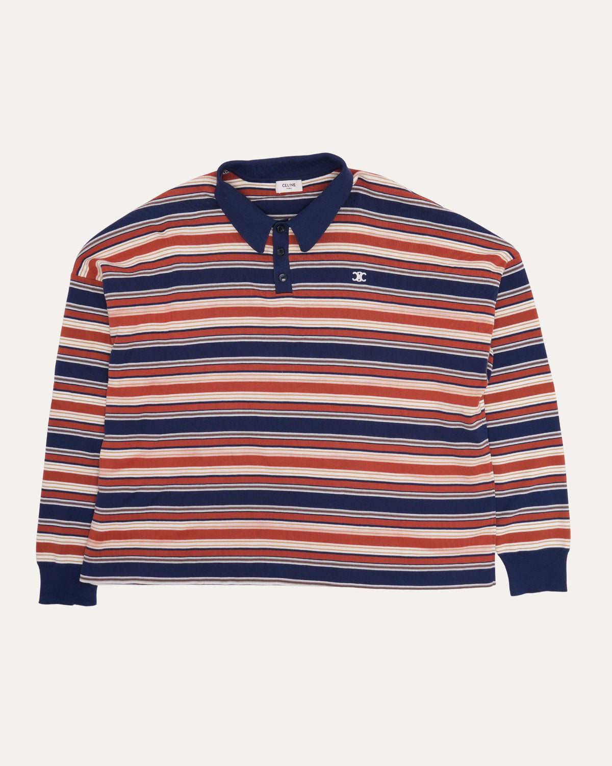 Triomphe Loose Striped Long Sleeve Polo