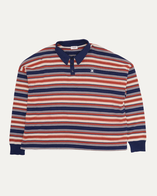 Triomphe Loose Striped Long Sleeve Polo