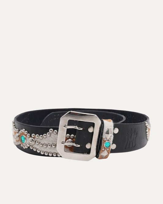 Studded Cow Hair Inlay Belt