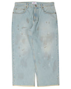 Light Wash Raw Hem Wide Leg Jeans