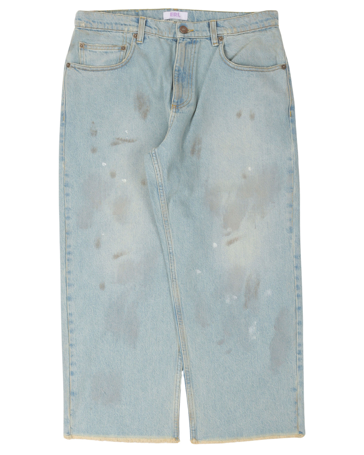 Light Wash Raw Hem Wide Leg Jeans