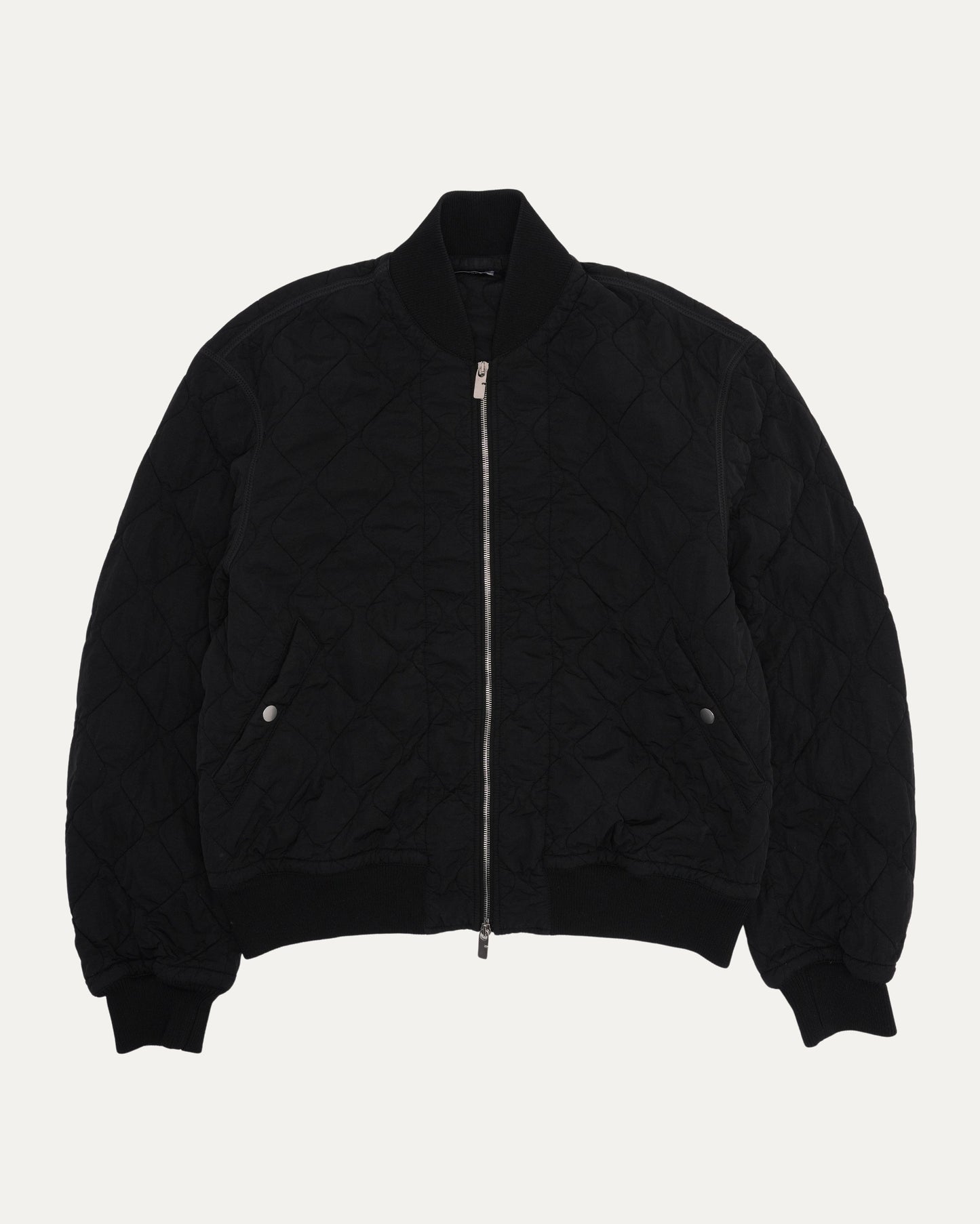 Washed Nylon Quilted Bomber Jacket