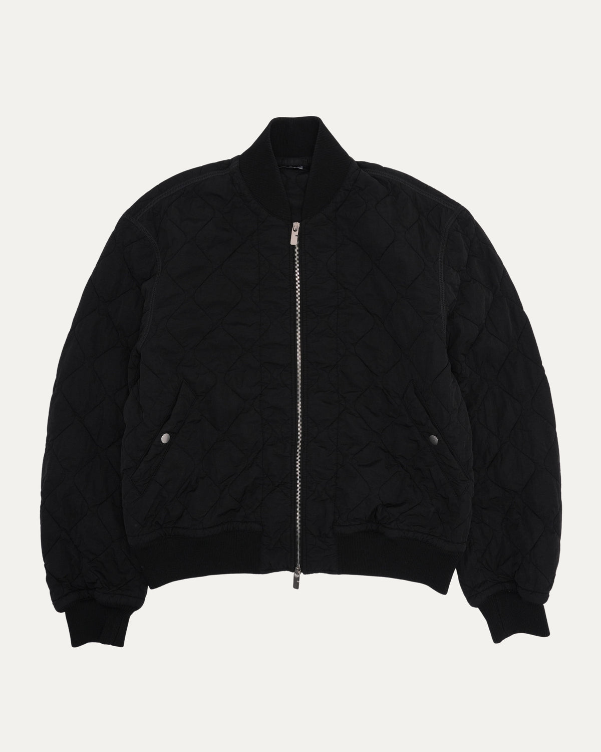 Washed Nylon Quilted Bomber Jacket