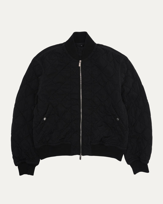 Washed Nylon Quilted Bomber Jacket