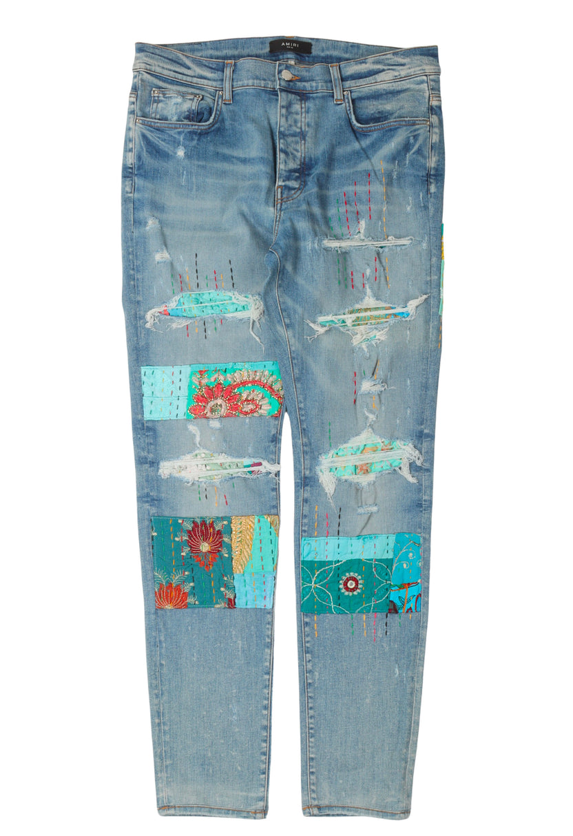 Quilted Art Patch Jeans