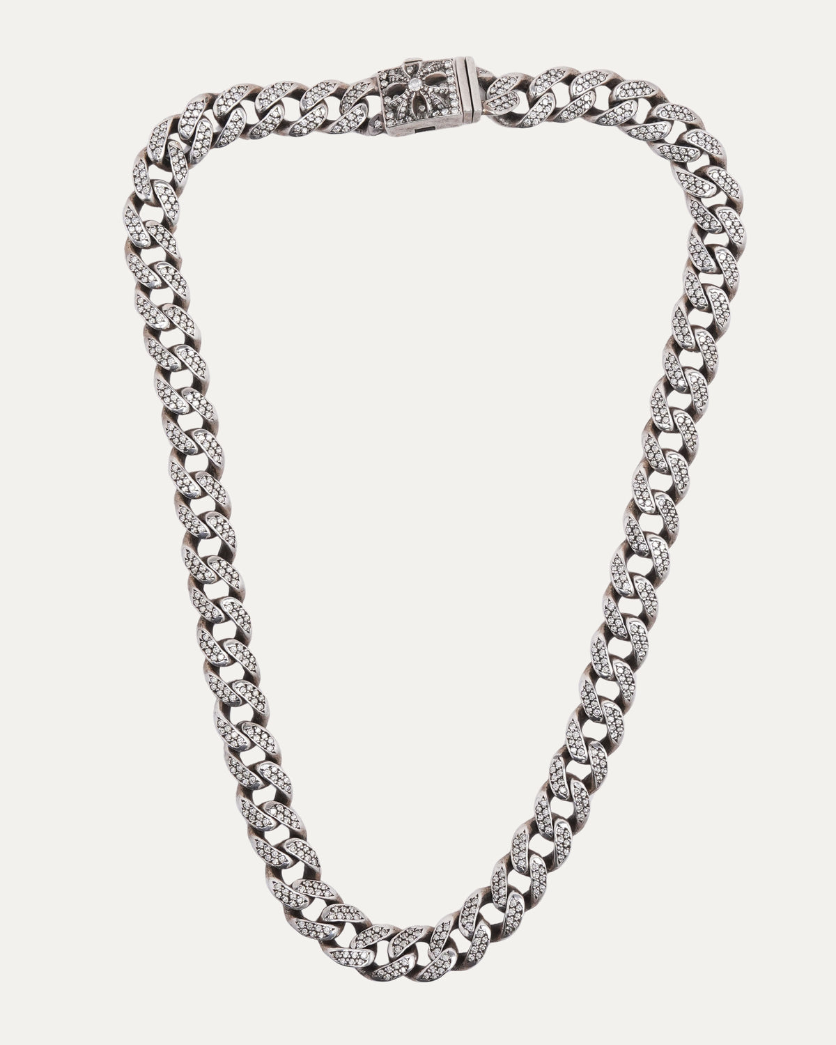 Diamond and Silver Cuban Link Necklace