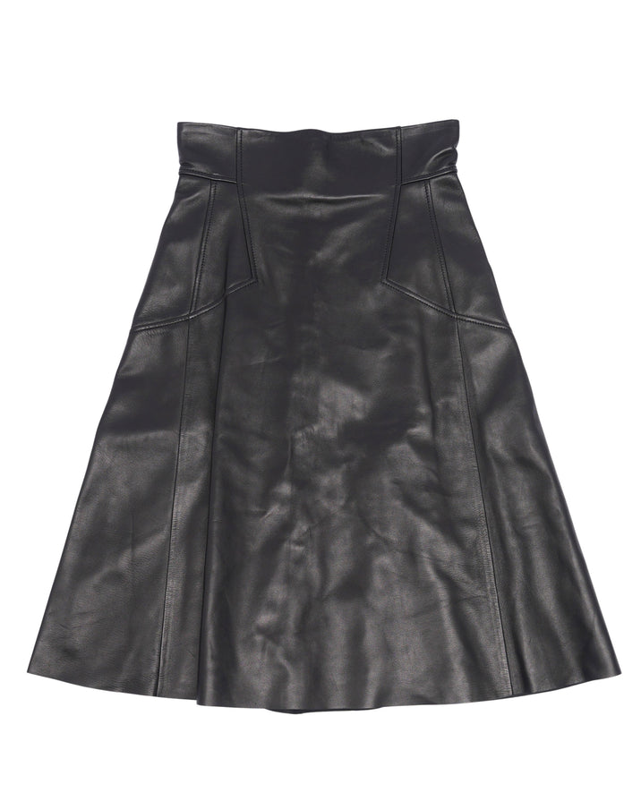 Paneled Leather Skirt
