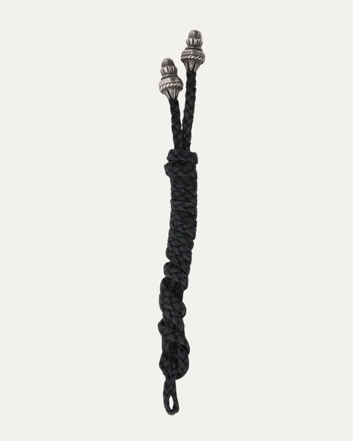 Braided Leather Necklace with Silver Aglets