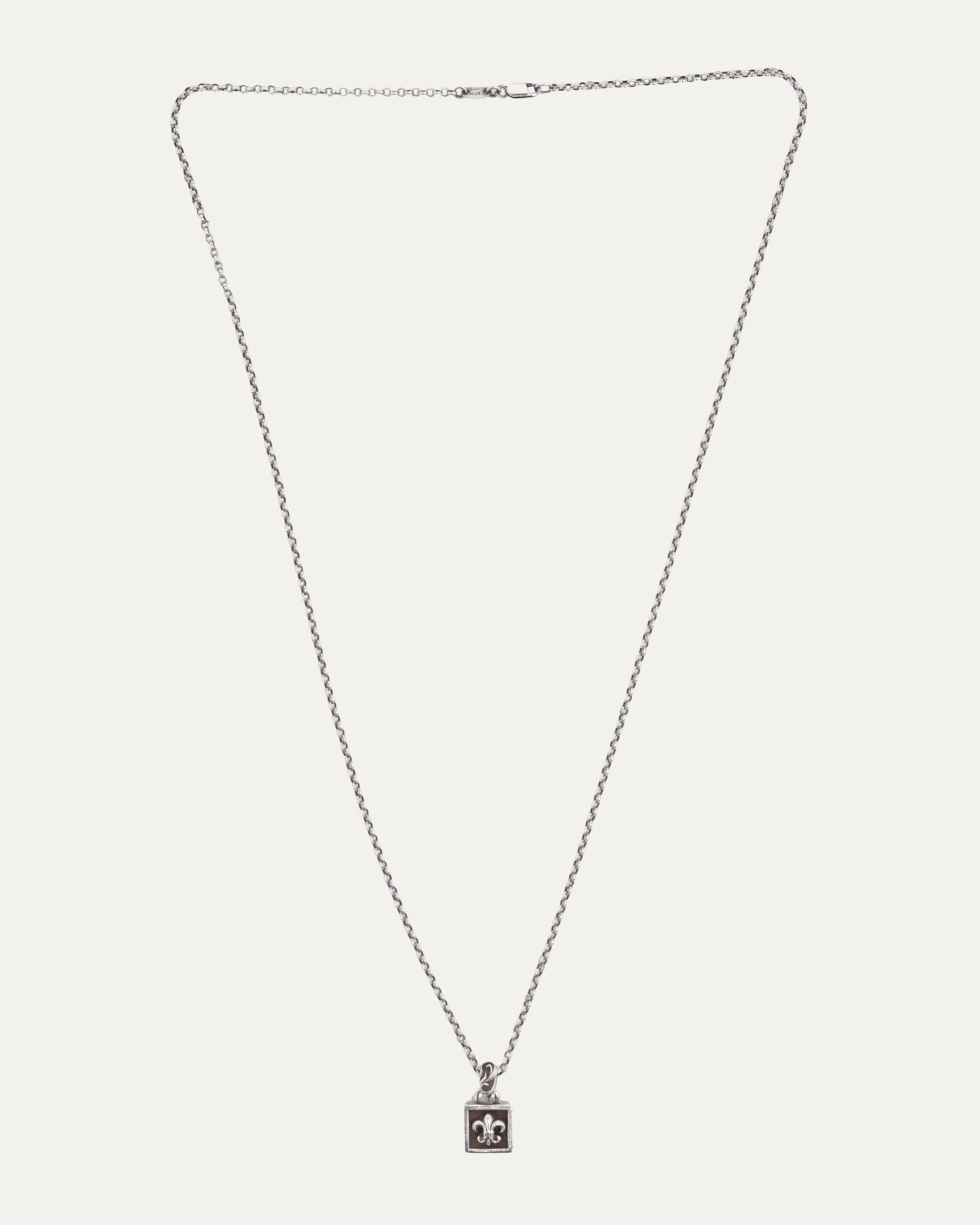 Framed Fleur Pendant on Roll Chain