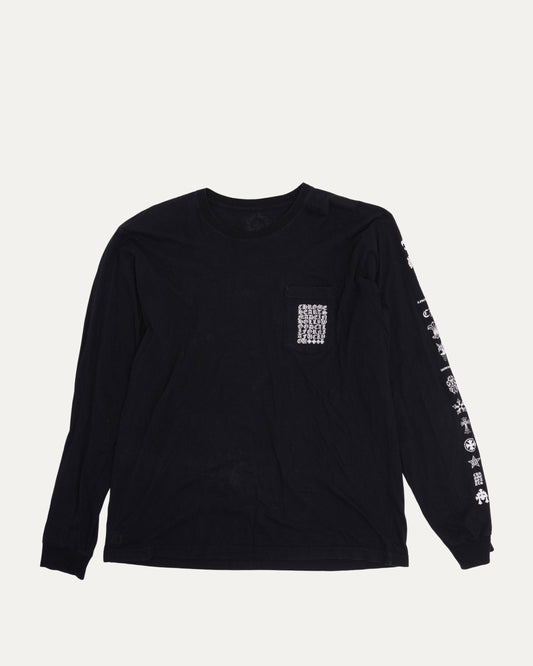 Eyechart Multi Motif Long Sleeve Pocket T-Shirt