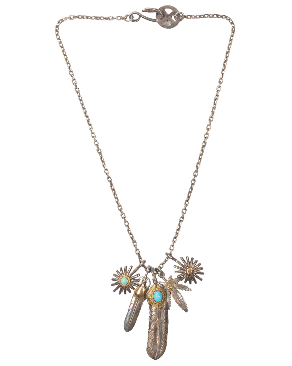 XL Turquoise Feather Pendant Necklace