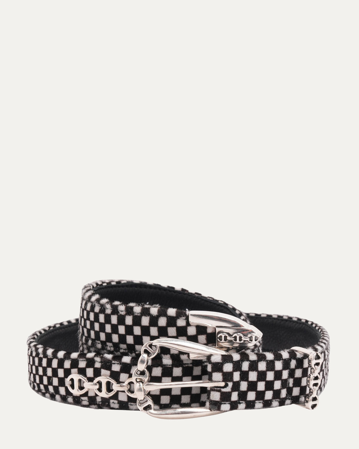 Checkerboard Pony Hair Pendant Western Belt