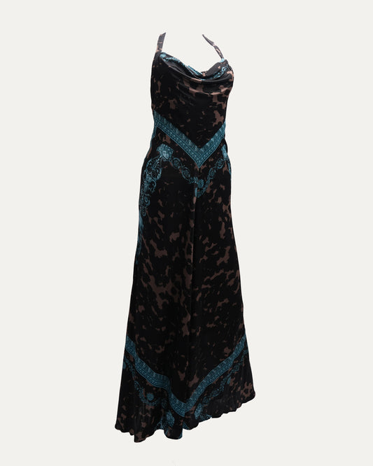 Printed Gown With Medusa Motif