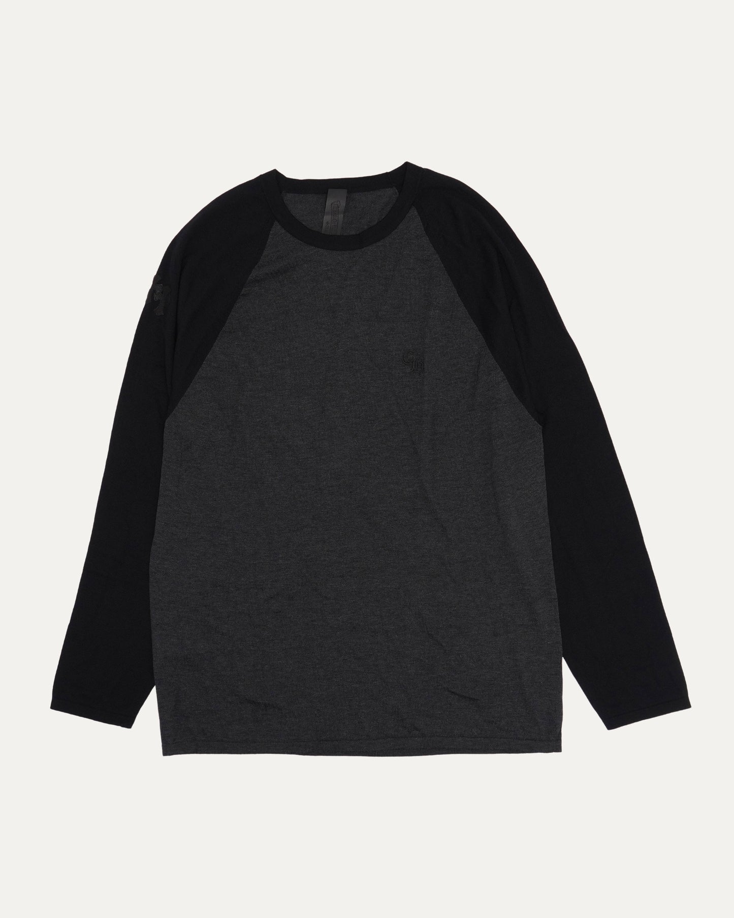 Silk Blend Cross Patch Long Sleeve Raglan T-Shirt
