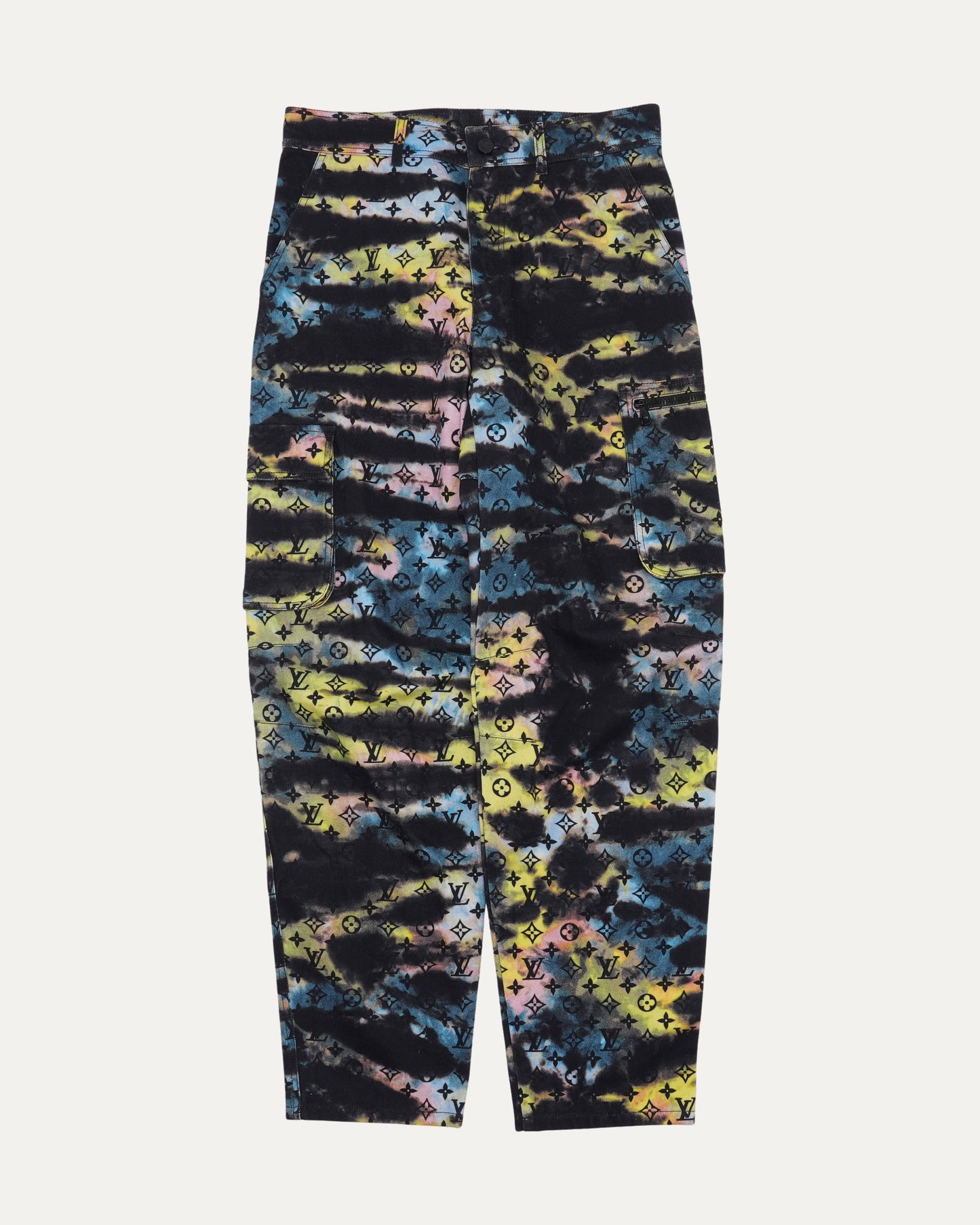 Monogram Tie-Dye Cargo Denim Pant