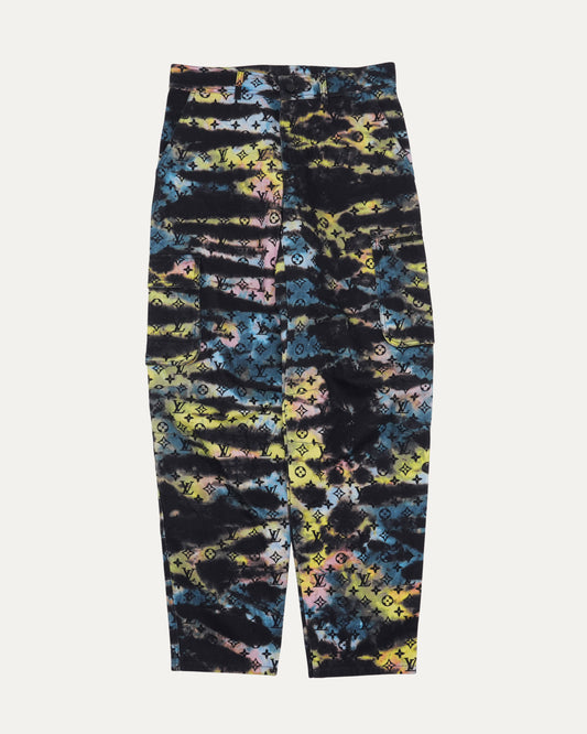 Monogram Tie-Dye Cargo Denim Pant