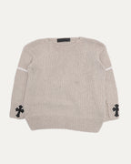 Cross Patch Oversized Cashmere Striped Sweater