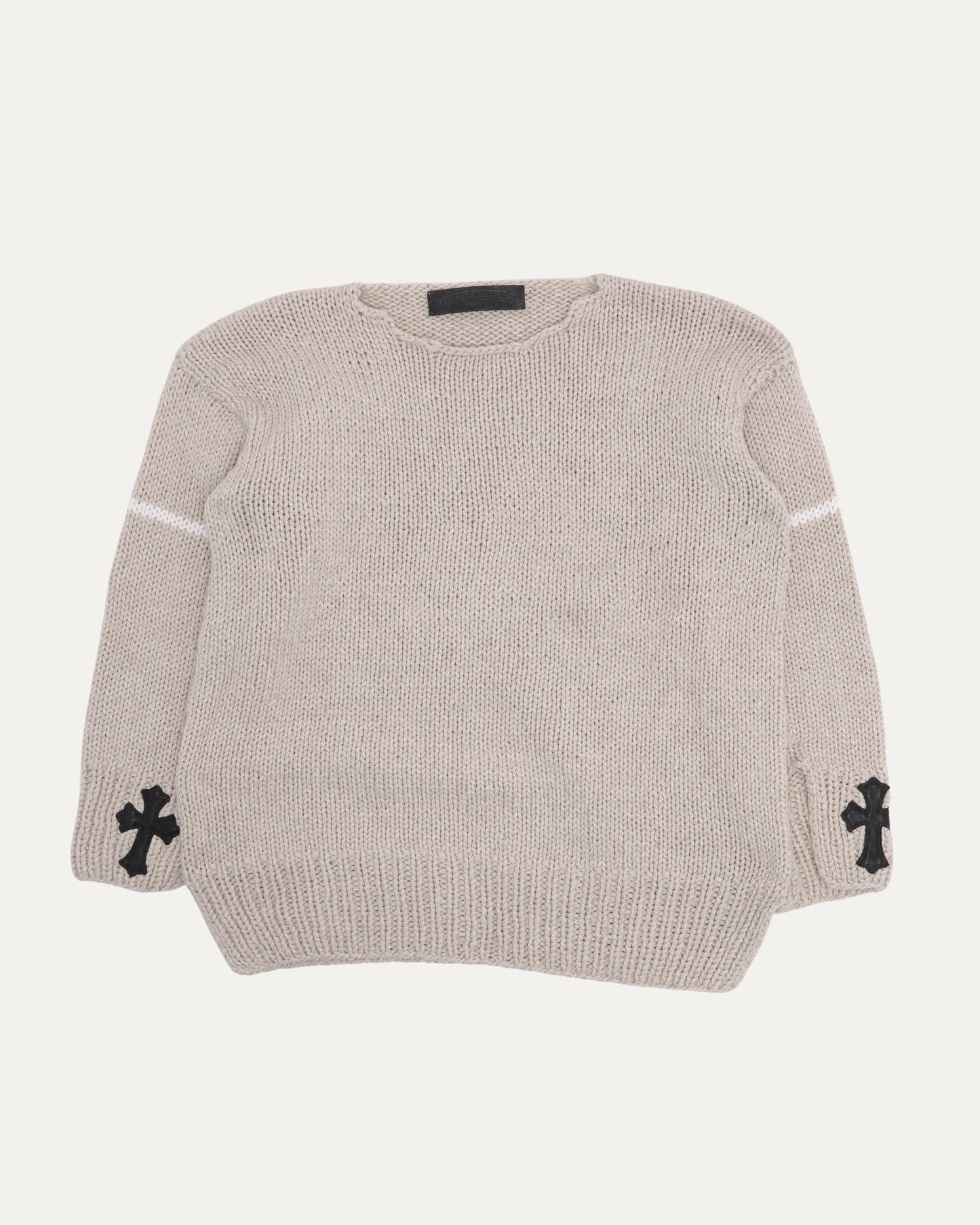 Cross Patch Oversized Cashmere Striped Sweater