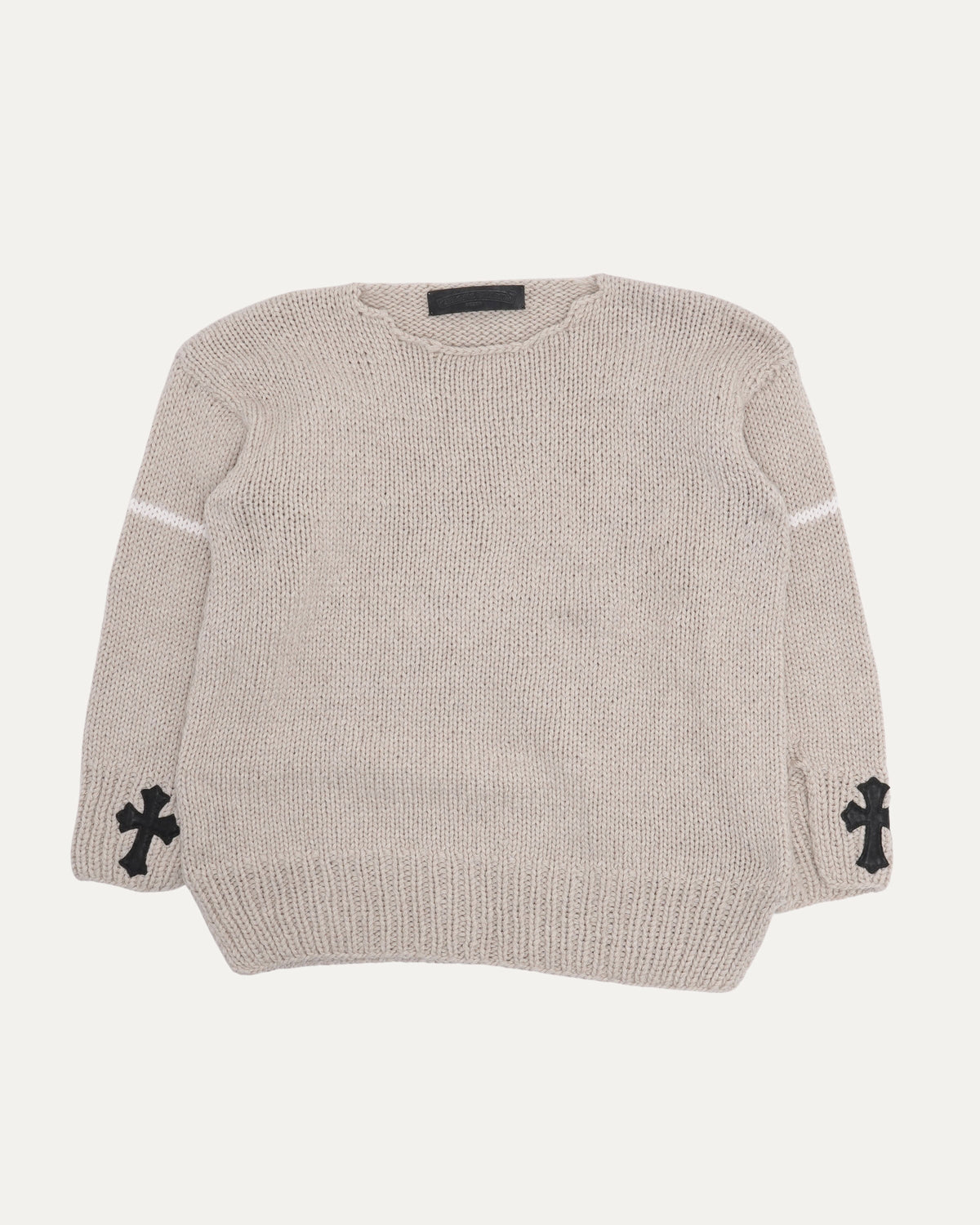 Cross Patch Oversized Cashmere Striped Sweater