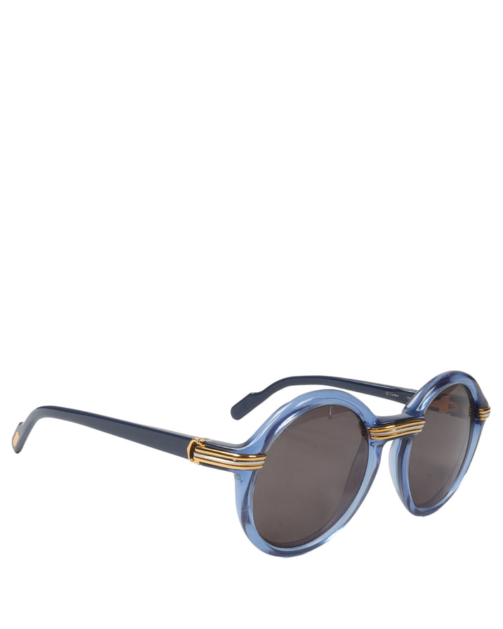 Cabriolet Round Translucent Blue 49MM 18K Sunglasses