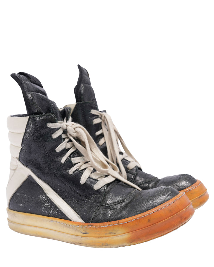 Blistered Leather Geobasket Sneakers