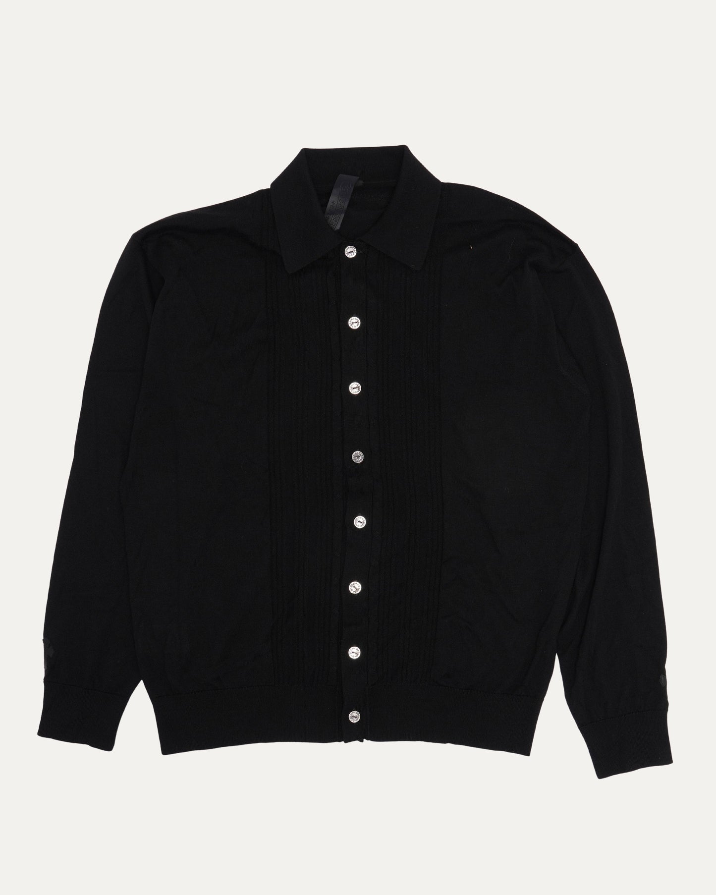 Silk Cashmere Blend Cross Patch Switchblade Cardigan Sweater