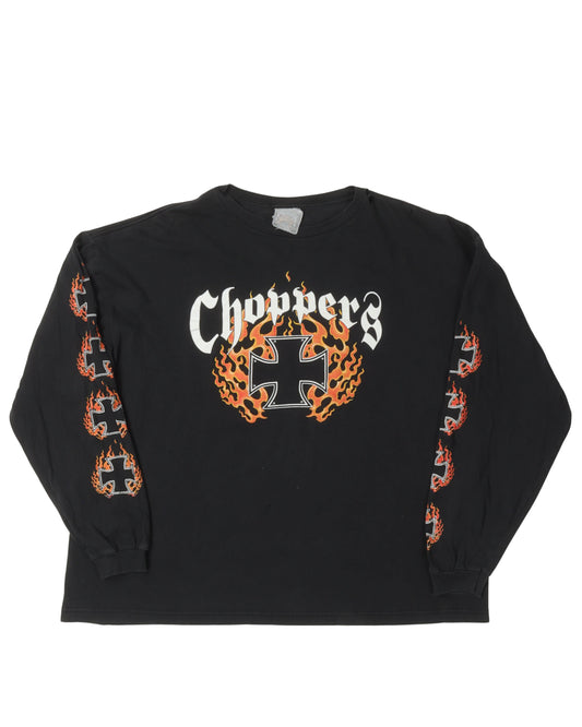 West Coast Choppers Flaming Cross Long Sleeve T-Shirt