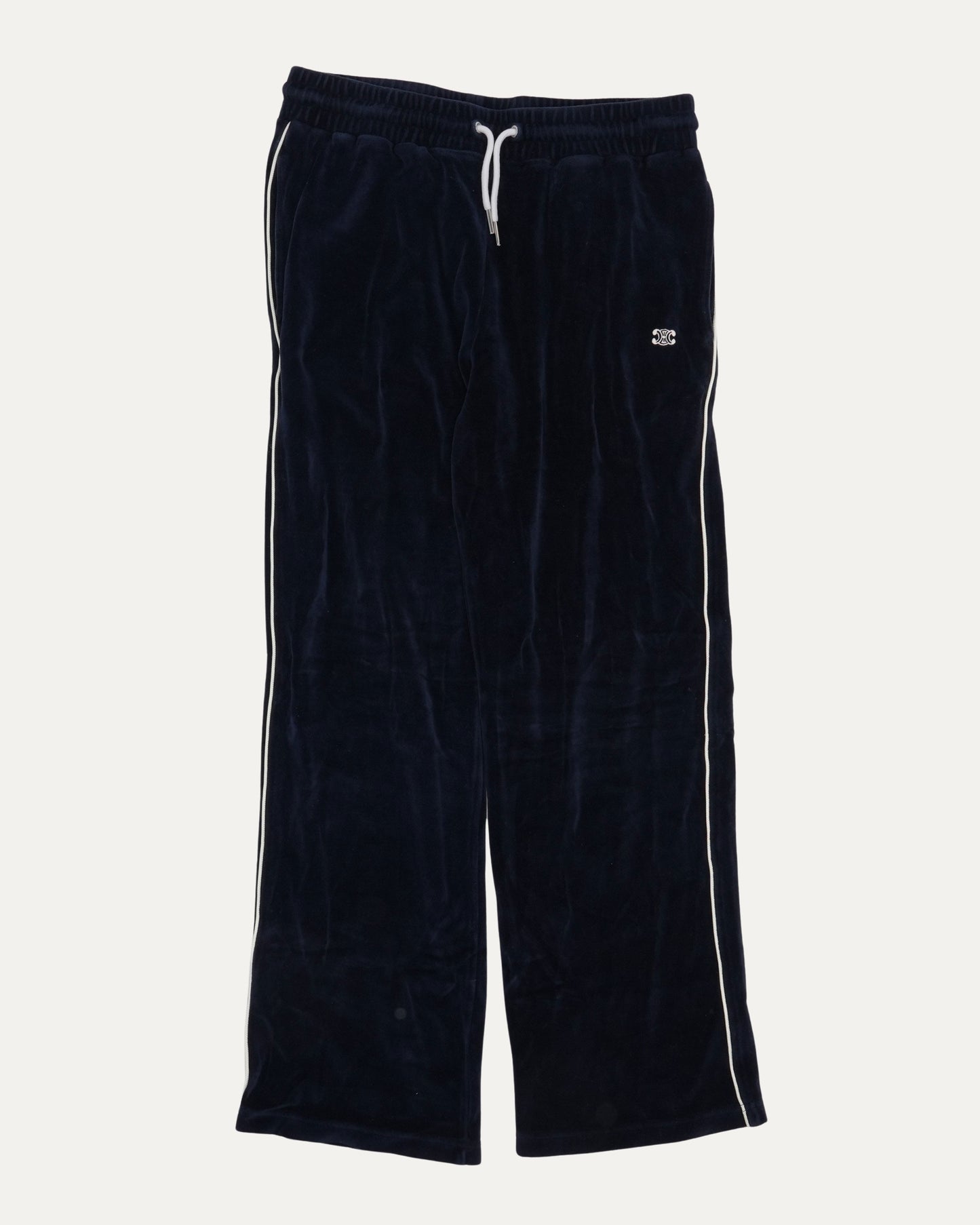 Straight Leg Logo Embroidered Velour Track Pants