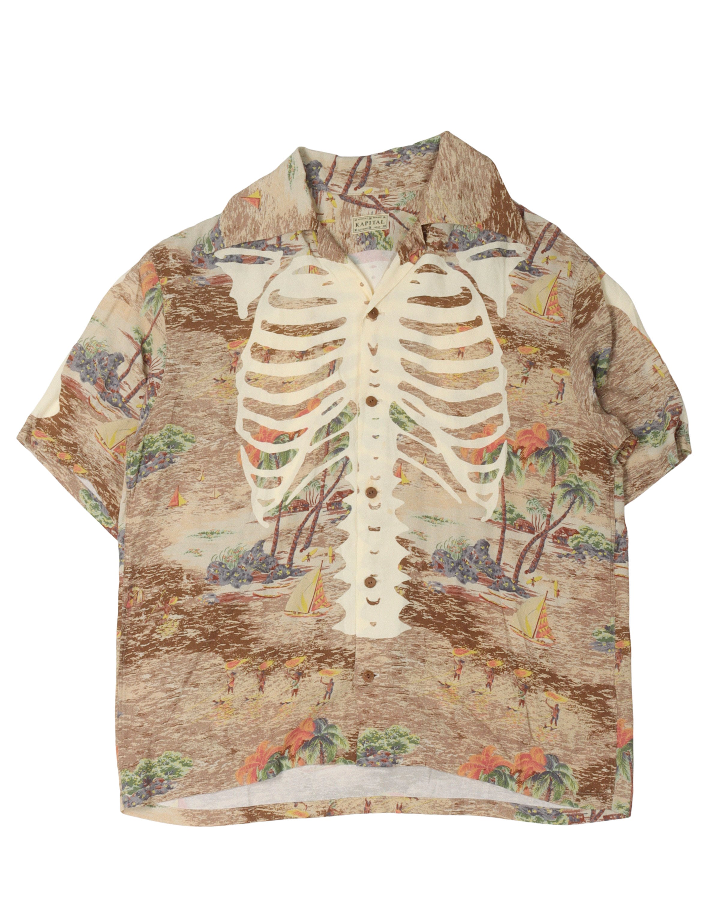 Rayon Kamehameha Bone Aloha Shirt