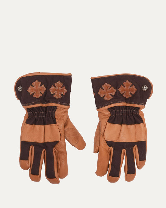 Cross Patch Leather Motorcycle Gloves