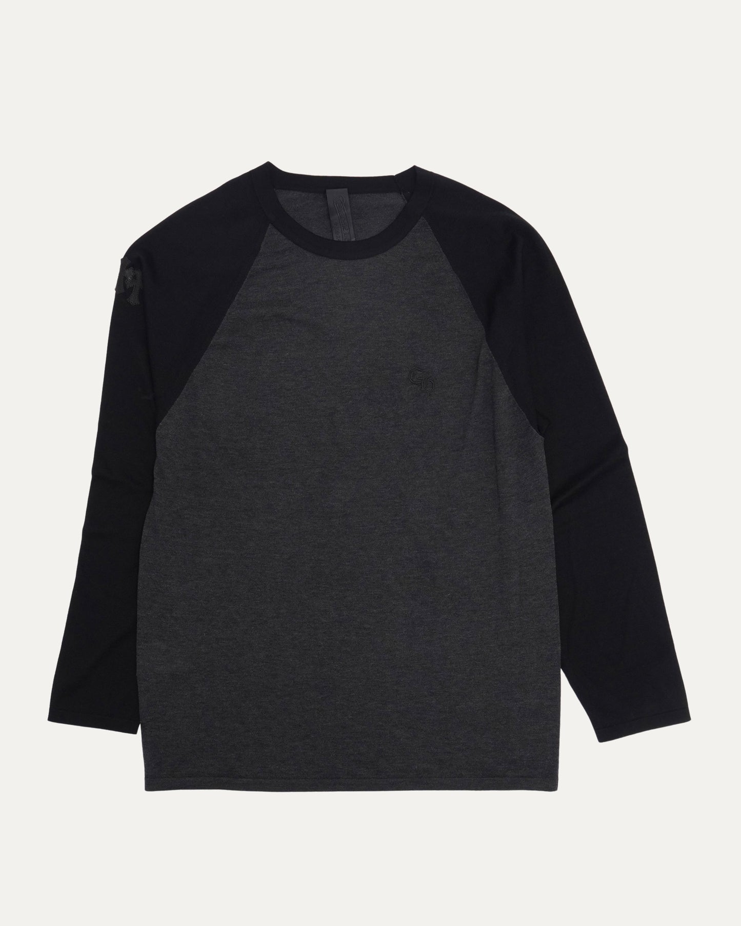 Silk Blend Cross Patch Long Sleeve Raglan T-Shirt