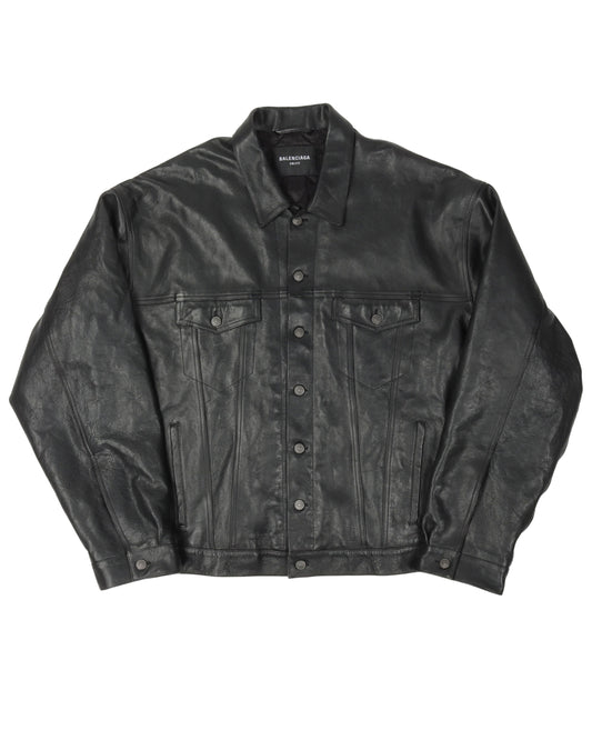 Oversized Leather Trucker Jacket