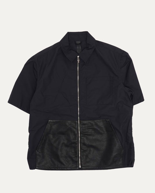 Nylon Leather Sedated Zipper Shirt