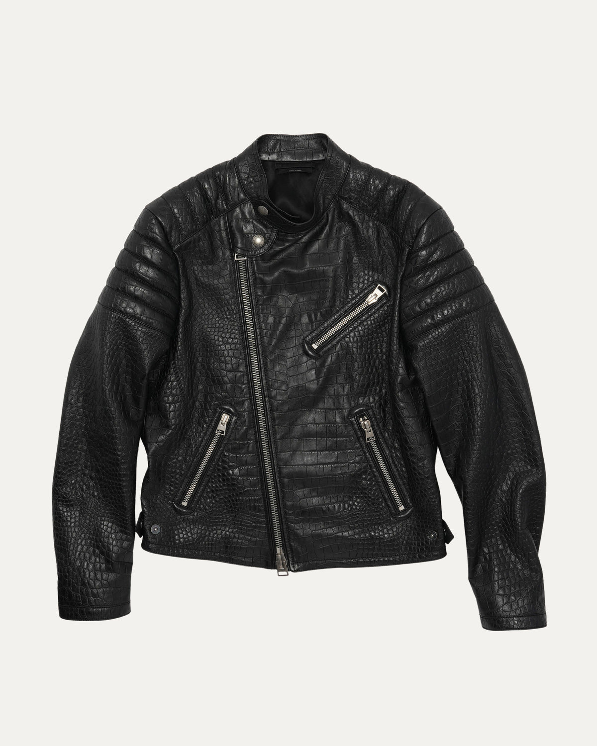 Crocodile Embossed Leather Jacket
