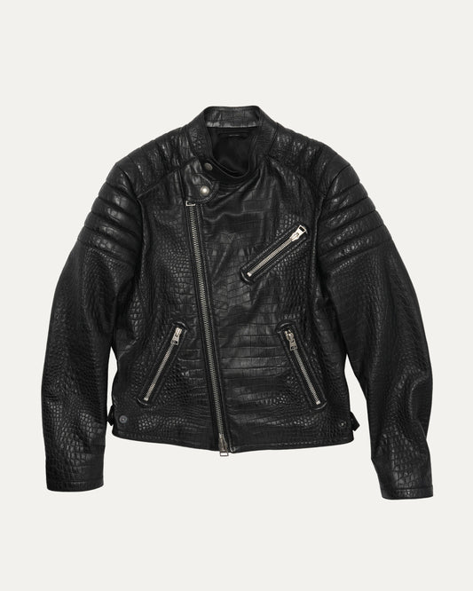 Crocodile Embossed Leather Jacket