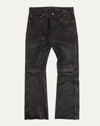 Crust Repaired Leather Flare Jeans