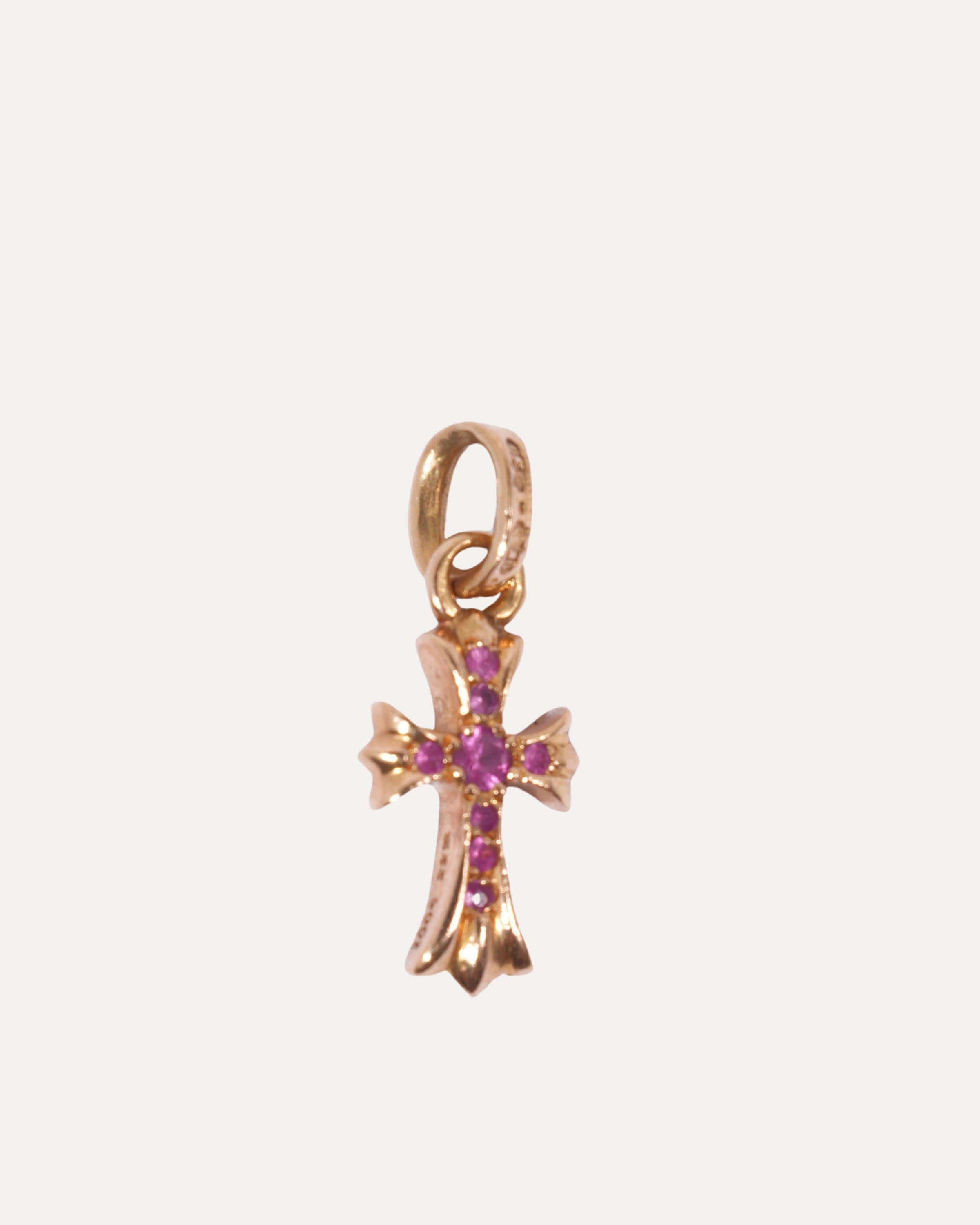 22k Baby Fat Pink Sapphire Cross Charm