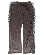 Fringe Boot-Cut Velour Track Pants