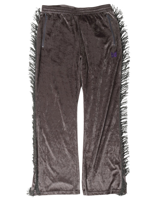 Fringe Boot-Cut Velour Track Pants