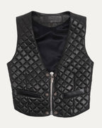 Women's Quilted Leather Vest