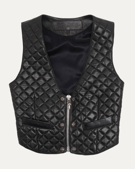 Women's Quilted Leather Vest