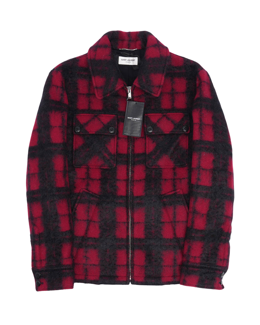 Mohair Blend Plaid Overshirt