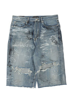 Distressed Baggy Graffiti Denim Shorts