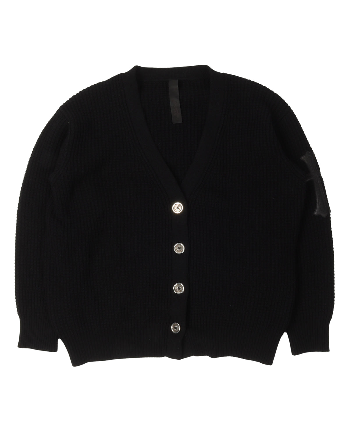 Cashmere Cross Patch "Hit & Run" Cardigan Sweater