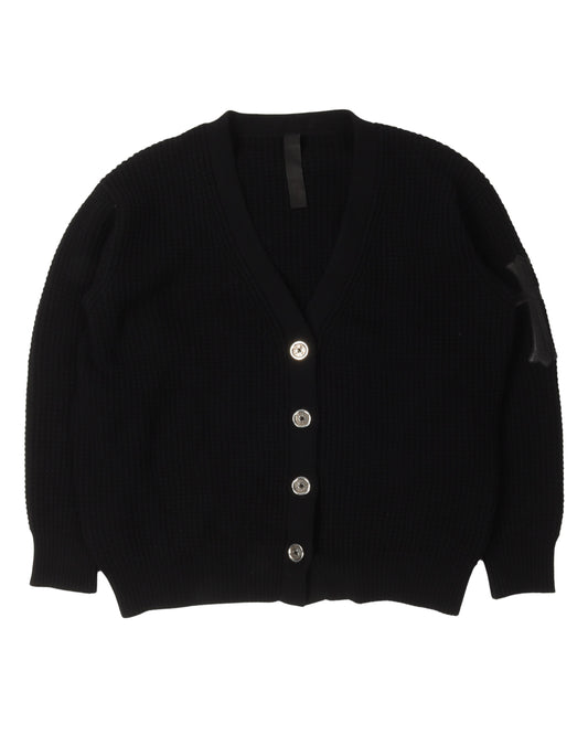 Cashmere Cross Patch "Hit & Run" Cardigan Sweater
