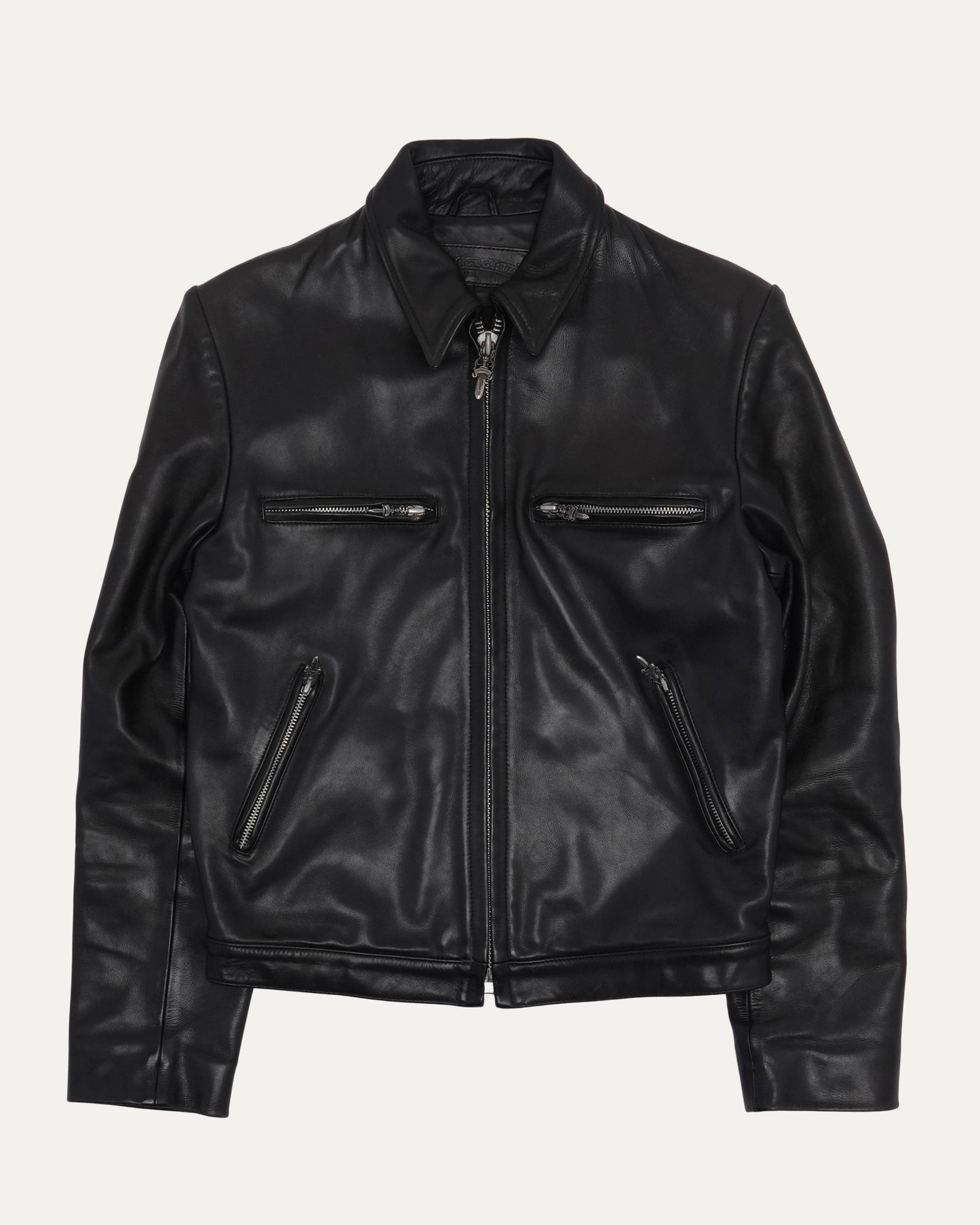 Black Fleur Yoke Leather Jacket
