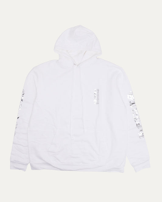 Metallic Print Vertical Logo Hoodie