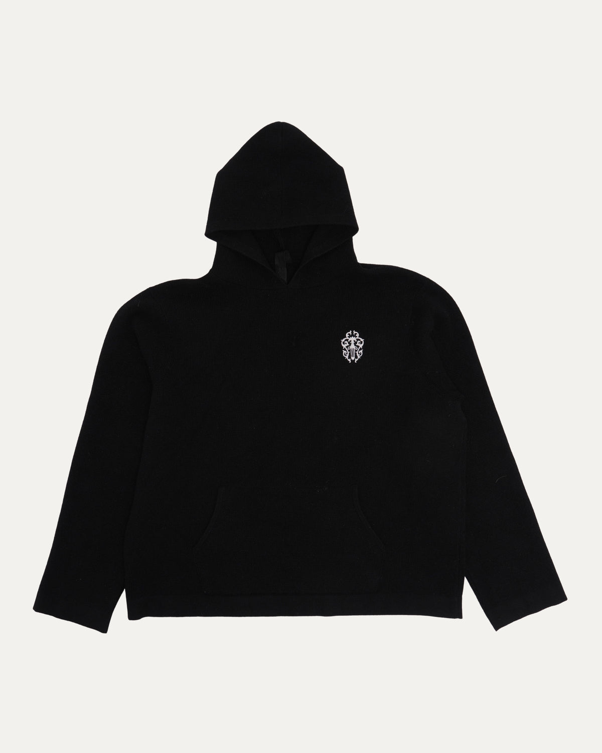 Cashmere Blend Embroidered Vine Dagger Hooded Sweater