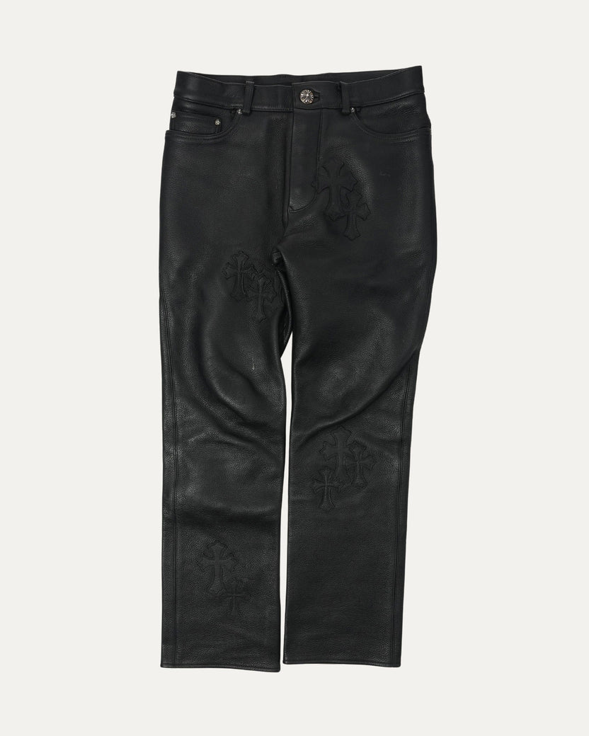 Cross Patch Leather 5 Pocket Pants