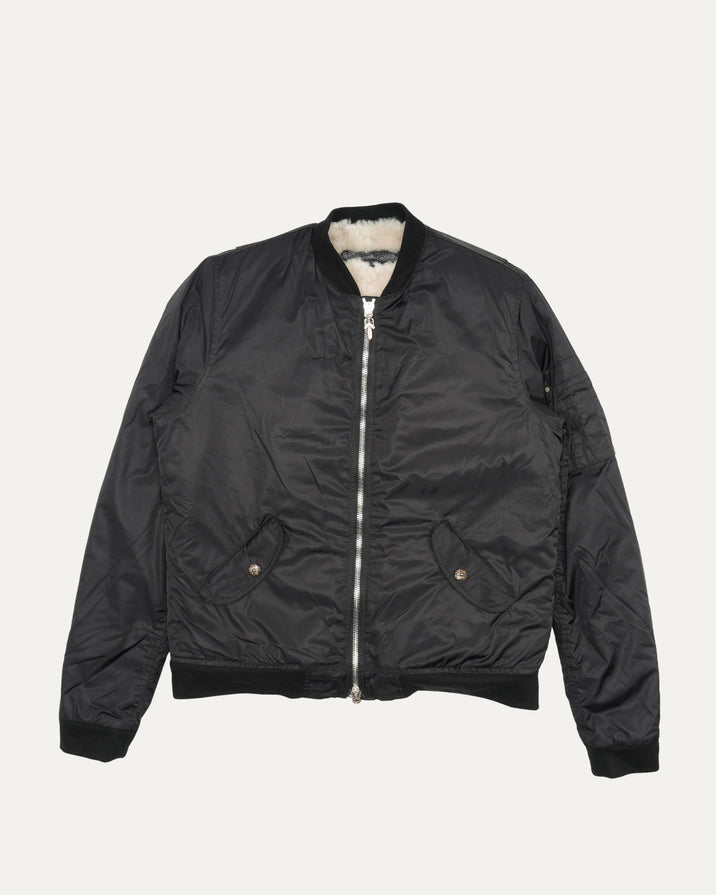 Shearling Lined Uncle Slam Nylon MA-1 Bomber